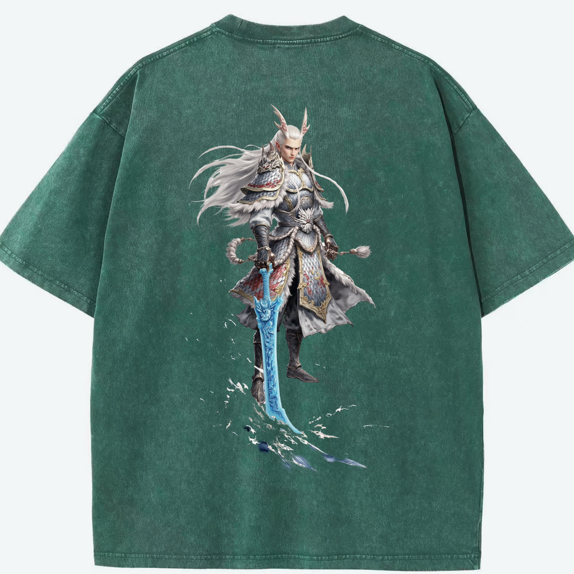 （画像用） Ne Zha 2 ナタ 魔童の大暴れ 綿100% ヴィンテージ風 半袖Tシャツ（背面プリント）